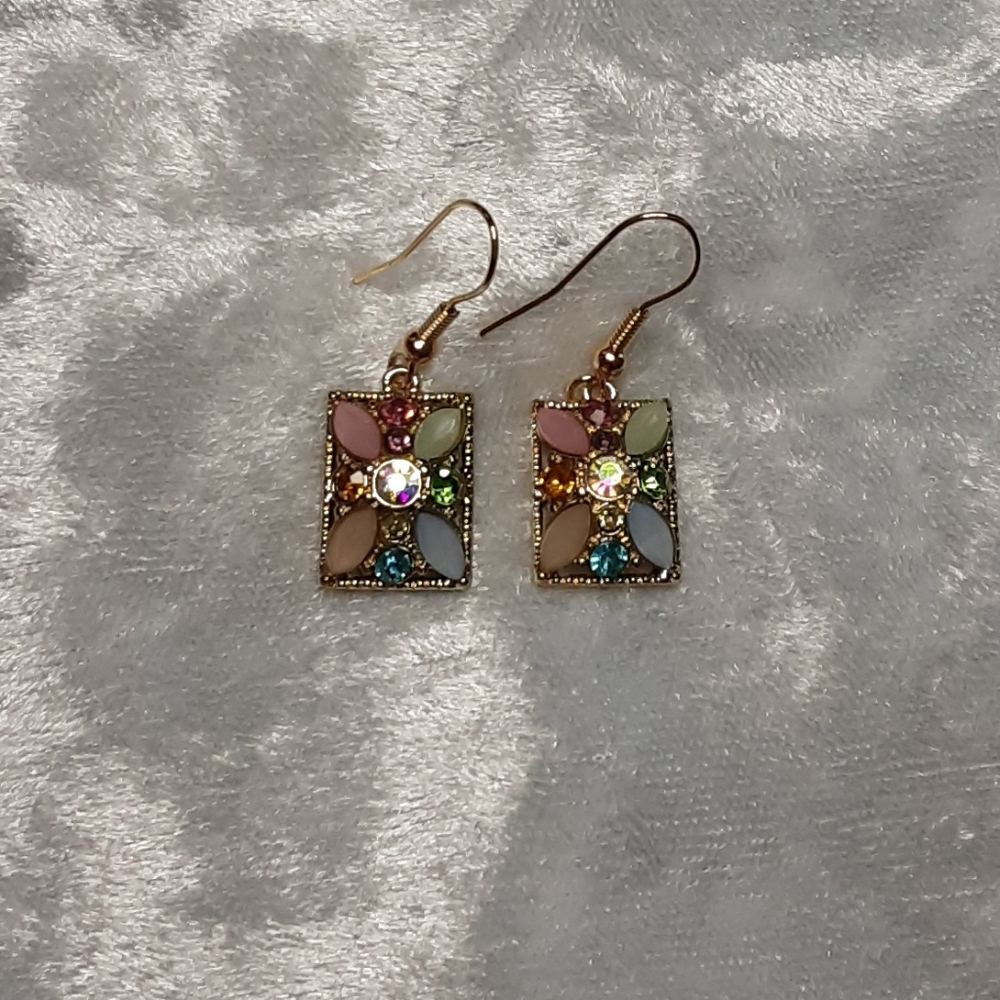 Handmade Colorful Gemstone Earrings Pink Blue - Picture 8 of 8